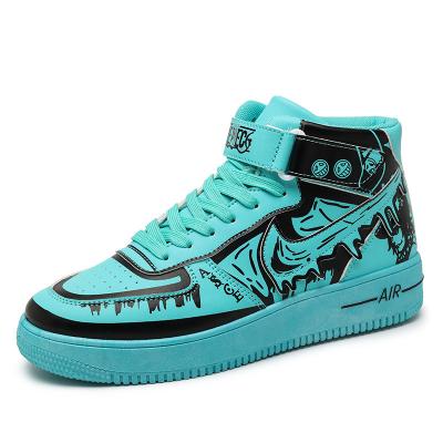 China Hot Sale One-piece Anime Fashion Trend Ziitop Style Casual Shoes Men's Graffiti Shoes Walking High Top Fashion Sneakers for sale