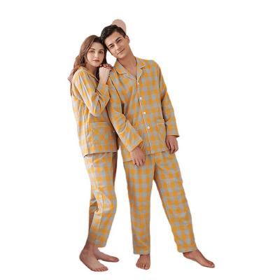 China Korean casual men's autumn cotton couples top quality home pajamas sleepwear breathable pajamas set women's cotton for sale