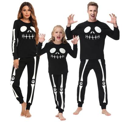 China Wholesale Breathable Loungewear Halloween Custom Skeleton Factory Long Pajamas Suit For Family for sale