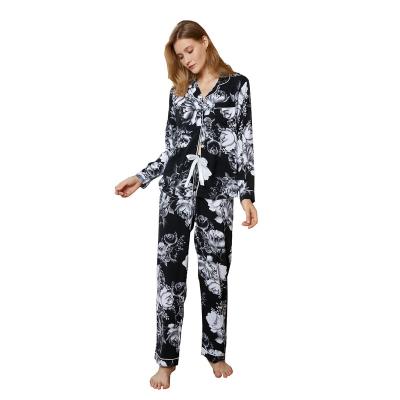 China Breathable Long Sleeve Pattern Winter Pajamas Women Sleepwear Designer Floral Pajama Sets For Women for sale