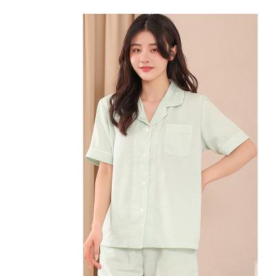 China QUICK DRY short sleeve pure couples spring and summer new products cotton home wear men's and women's pajamas for sale