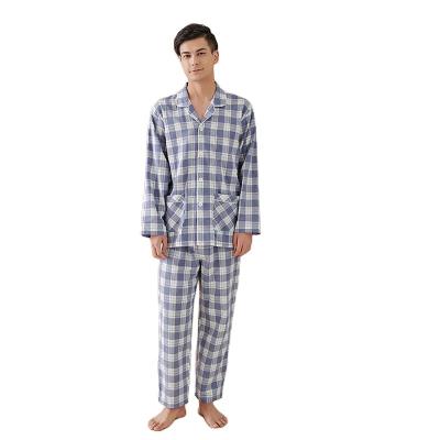 China 2022 New Arrival Breathable Wholesale Plaid Pajamas Bamboo Lounge Long Wear Custom Women And Men Cotton Couples Pajamas for sale