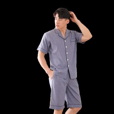 China Pijamas De Verano Men's Cotton Short Sleeve Sleepwear Luxury Pajamas Environmental Friendly Simple New Breathable Wholesale for sale