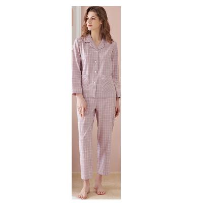 China Custom Wholesale China 100%cotton Pajamas Women Sleepwear Two Piece Set Breathable for sale