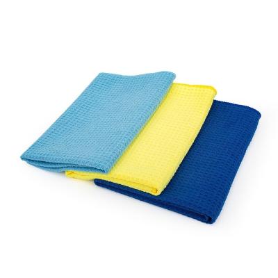 China 370GSM Lint Free Waffle Weave Microfiber Car Window Glass Cleaning Auto Detailing Towel for sale