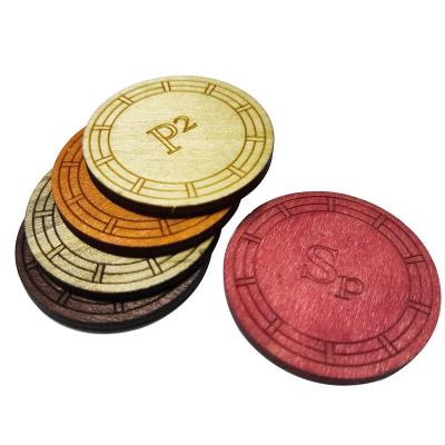 China Europe High Quality Cheap Custom Wooden Game Token Coin With Paint Color And Laser Wood Crafts zu verkaufen