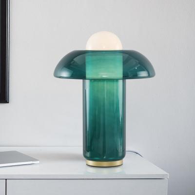 China Nordic simple green glass table light modern bedside living room villa hotel decoration e27 modern table lights for sale