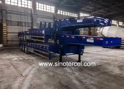 China Driedrijastig laagbed semi-trailer 60 ton laagbed trailer blauw Te koop