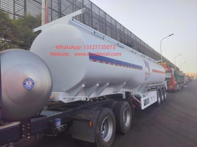 China 3Axles White Oil Tank Semi Trailer With 45CBM Loading Capacity for sale