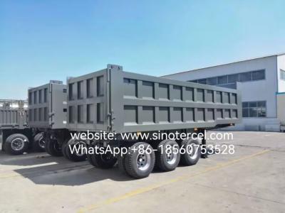 China 3 Axles Efficient Dumping Tipper Semi Trailer 20-50CBM Front Lifting Hydraulic For Sand Stone Gravel for sale