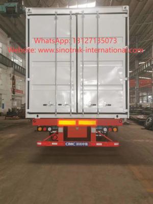 China 2 Axle White Enclosed Box Semi Trailer With Two Side Door Per Side for sale