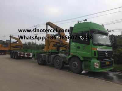 China Container Sidelifter Trailer 3 Axle 20 Feet und 40 Feet Container XCMG Crane zu verkaufen