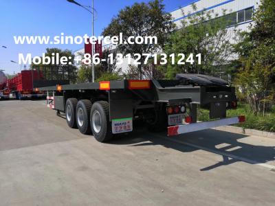 China 60T Semi Trailer 3 Axles Semi Flatbed Trailers Gray for sale