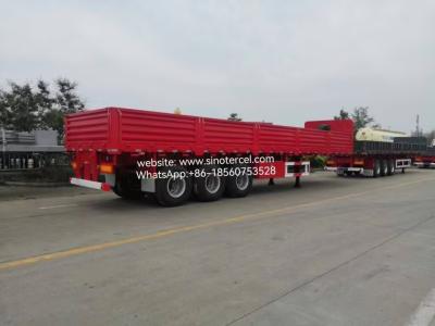 China 3 Axles Red Pallet Transport Sidewall Semi Trailer Dropside Trailer Carry Upgrade Easily Cope With Heavy Loads for sale