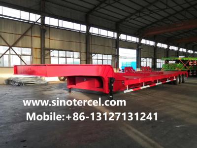 China 3 Axles Low Bed Semi Trailer 50-60 Tons Hydraulic Type Ladder Red for sale