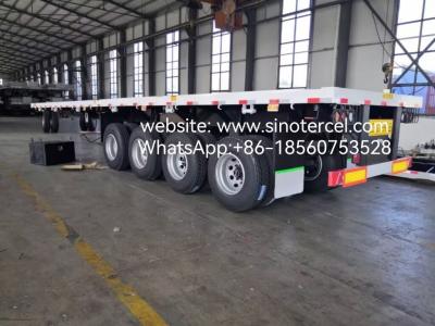 China 4 Axles 40ft Fuwa Axles Flat Bed Semi Trailer Strong Bearing Stable for sale