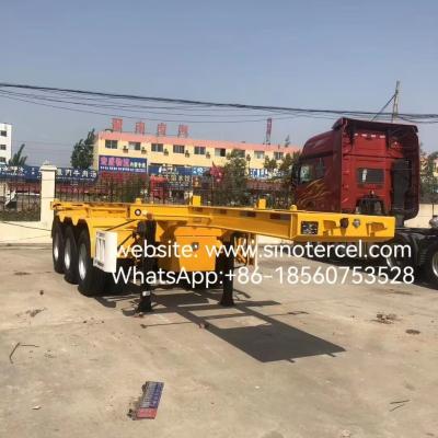 China Skeletal Type Container Semi Trailer Yellow Excellent Load Bearing Capacity for sale