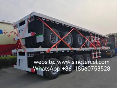 China 4 Axles Flat Bed Semi Trailer Strong Bearing Stable Single axle can be lifted for sale