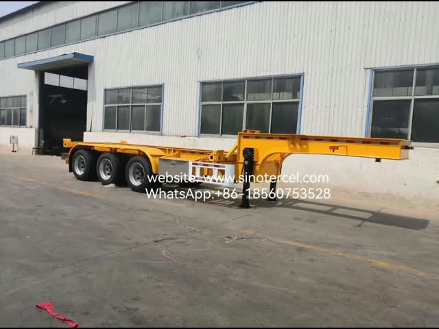 Skeletal Type Container Semi Trailer Yellow Excellent Load Bearing Capacity 3 Axles Pull Container