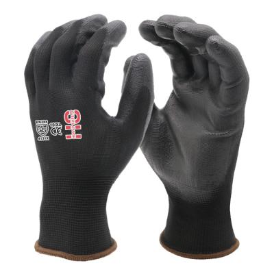 China Black Automotive And Inspection PU Coated Industrial Construction Work Hand Gloves for sale