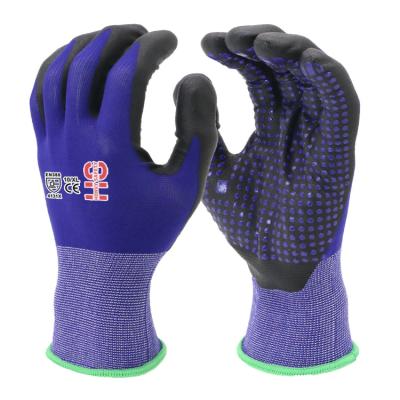 China Automotive Dotted 15g Nitrile Foam Rubber Work Abrasion Resistant Anti-Slip Gloves for sale