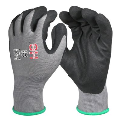 China High Dexterity Nitrile Finish Coating Work Hand Sandy Gloves For Construction Workers for sale