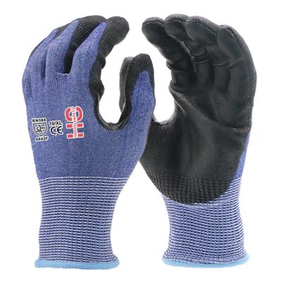 China Good cut protection supplier cut protection pu coated hppe work safety gloves A5 for sale