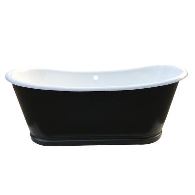 China Spa Vintage Supply Factory Free Cast Iron Bathtub Enamel Paint For Bathroom In Black Paint With Overflow for sale