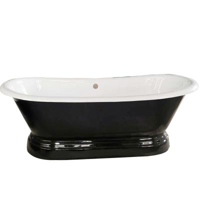 China Spa Jet Tradition Porcelain Embedded 72 Inch Cast Stone Bathtub With Black Painted Pedestal for sale