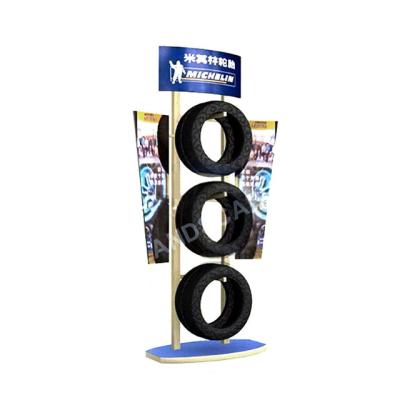 China Floor car accessories and tire metal display stand/custom made high quality metal tire display rack for sale