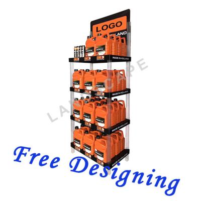 China free standing plastic display stand/plastic display stand/machine oil plastic display stand PFD302 for sale