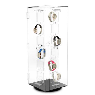 China Custom Acrylic Watches Luxury Rotating Showcase Display Showcase For Watches for sale