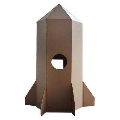 China Custom Paper Cardboard Rocket House Large Toy Rocket House For Children for sale