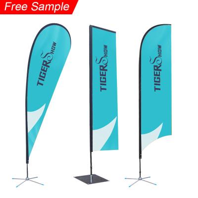 China Custom Printing Outdoor Advertising Agency Beach Flag Pole Kit Display Flag Banner Sign Advertising Flying Feather Flags and Banners for sale