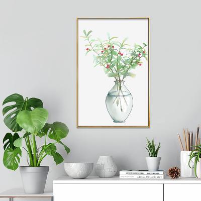 China 12*18Inch Watercolor Vase UV Resistant Factory Framed Canvas Wall Decor Painting for sale