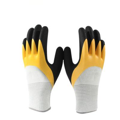 China Industrial 13 Gauge Polyester Shell With Latex Coated For Crinkle Surface Safety Gloves for sale