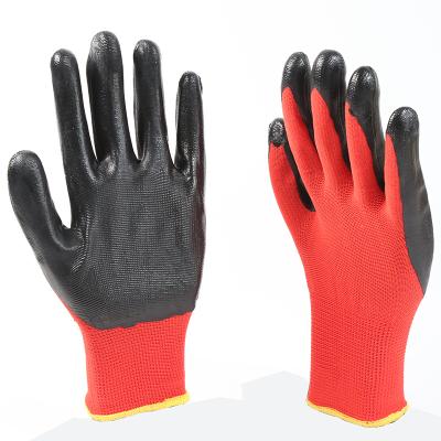 China Cheapest Wholesale Construction Safety Nitrile Smooth Gloves Black Leather Work Gloves For Construction Garden Work for sale