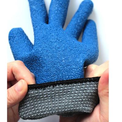 China Industrial Latex Coated Work Gloves For Construction Blue Ply Style Nitrile Latex Dip Glove for sale