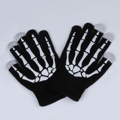 China High Quality Jacquard Fashion Acrylic Knitted Halloween Warm Winter Kids Touch Screen Magic Luminous Gloves for sale