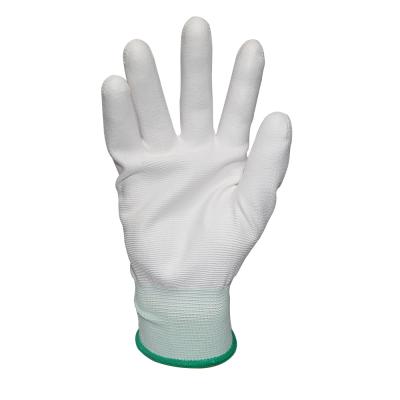 China Industrial PU Coated Gloves Garden Glove Nylon Coating With Soft Finish Black Or Gray White for sale