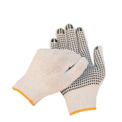 China Industrial Construction Gloves 7/10G PVC Natural White Polka Dots Cotton Knit Hand Work Gloves for sale