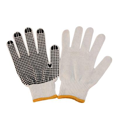 China Wholesale Industrial Cotton Glove Black White PVC Dot Coated Hand Gloves For Construction Work for sale