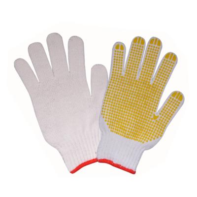 China Industrial White Cotton Gloves PVC Dotted Safety Gloves Gardening Gloves for sale