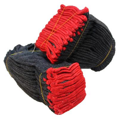 China Cotton Yarn Hand Safety Industrial Wearing Black Gray Twine Knitted Work Gloves For Construction Workers for sale