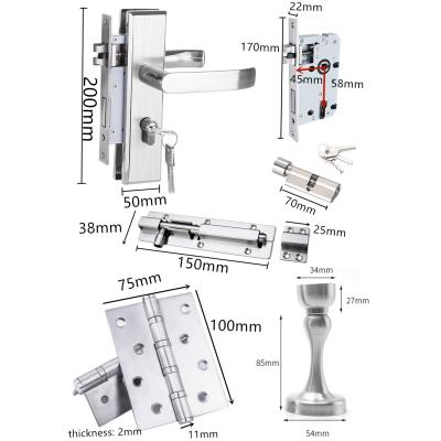 China Modern Security Door Hardware Door Lock Set Hinge Medium Level Stopper WUYINGHAO Stainless Steel for sale