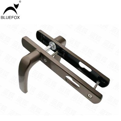 China Customizable Link Device BLUE FOX Brown Panel Handle Lever Lock Long Door Handle for sale