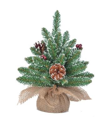 China Decoration Mini Christmas Tree In Burlap Tabletop W/Cones Cones Stockings Decorated Christmas Tree for sale