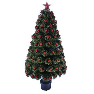 China PVC Walmart 4' Prelit Color Changing Artificial Fiber Optic Christmas Tree With Red Berries for sale