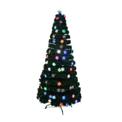 China Artificial Green PVC Tree Pre-Bed Christmas Fiber Optic Tree CE&ROHS Certified Multicolor LED Lights for sale