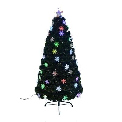 China PVC Fiber Optic Artificial Christmas Tree With Snowflakes Table Decor Customized Christmas Tree Table Ornaments for sale